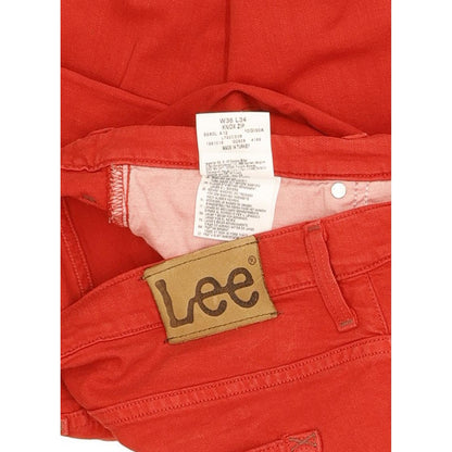 Lee Knox Men Red Straight Regular Stretch Jeans W36 L34