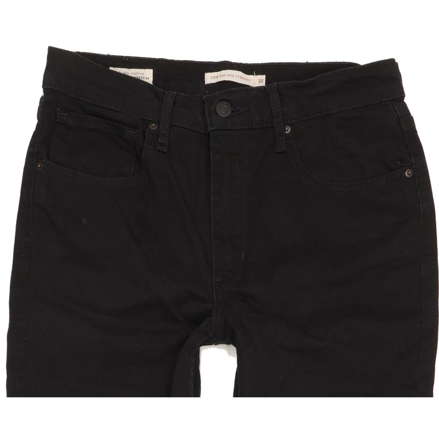 Levi's 724 Black Straight Slim Stretch Jeans High Waisted W30 L31