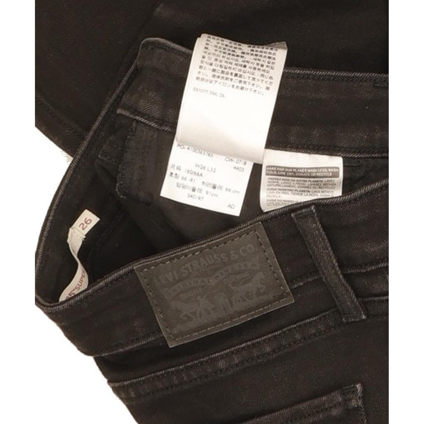 Levi's 535 Super Women Black Skinny Slim Stretch Jeans W26 L31