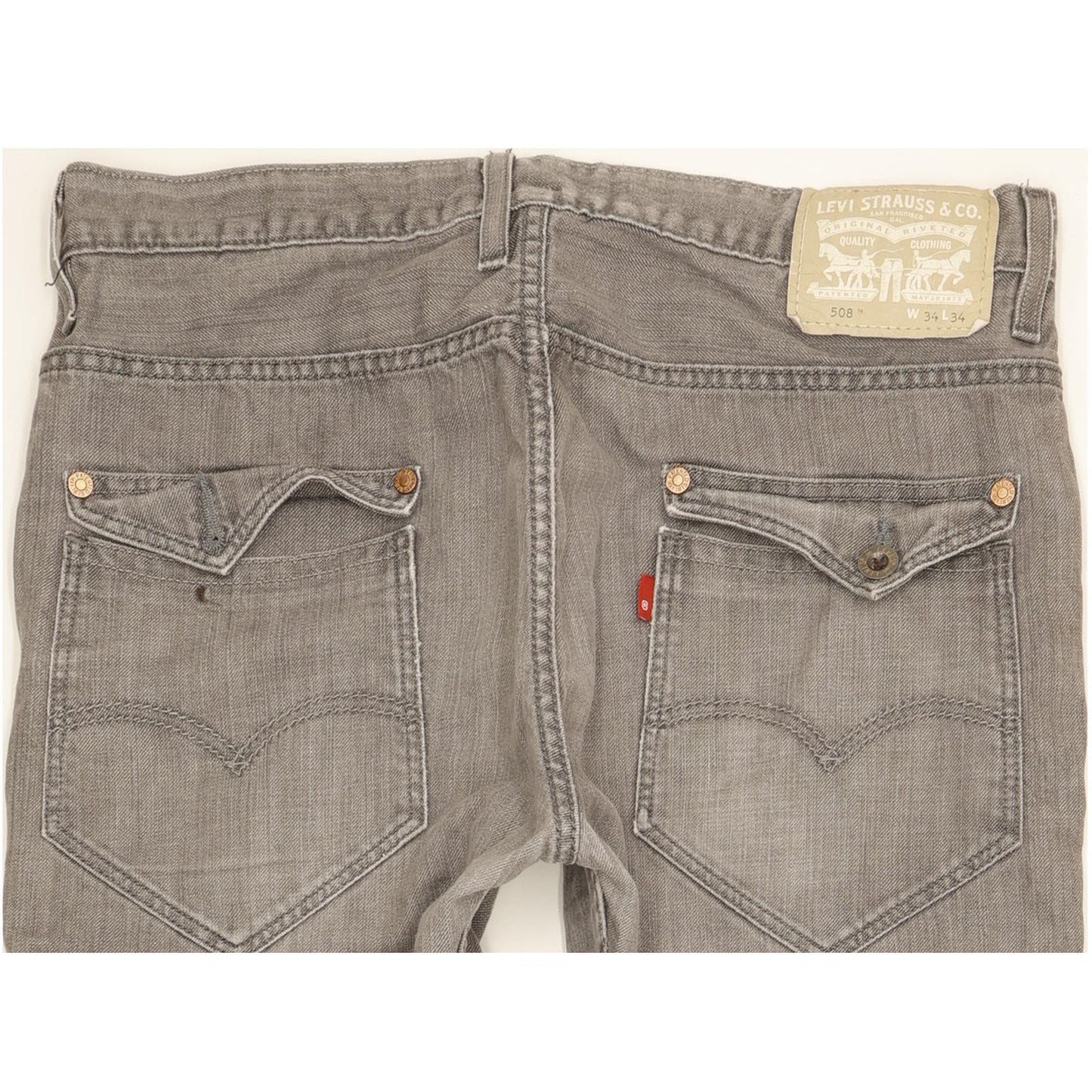 Levi's 508 Men Grey Straight Slim Stretch Jeans W34 L33