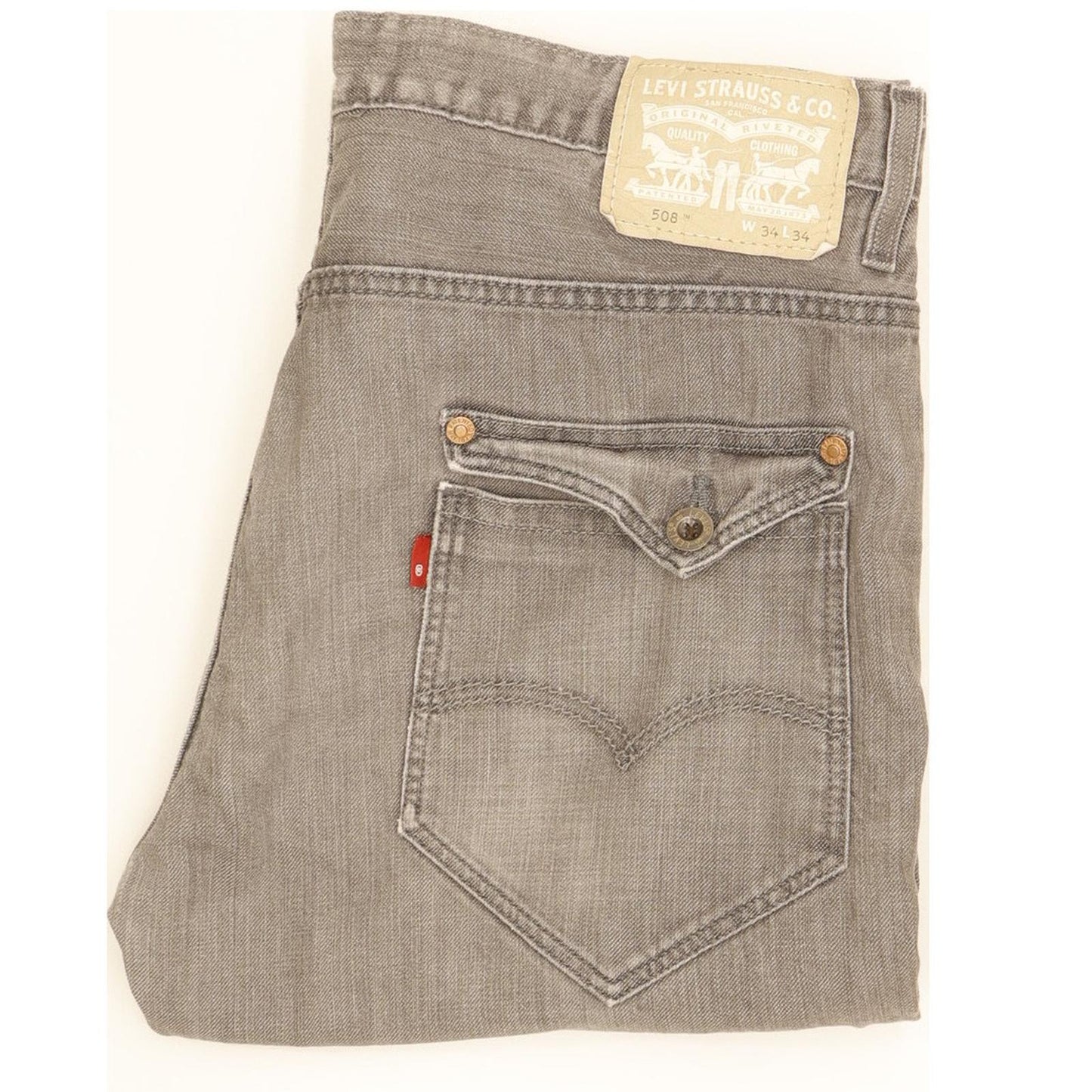 Levi's 508 Men Grey Straight Slim Stretch Jeans W34 L33