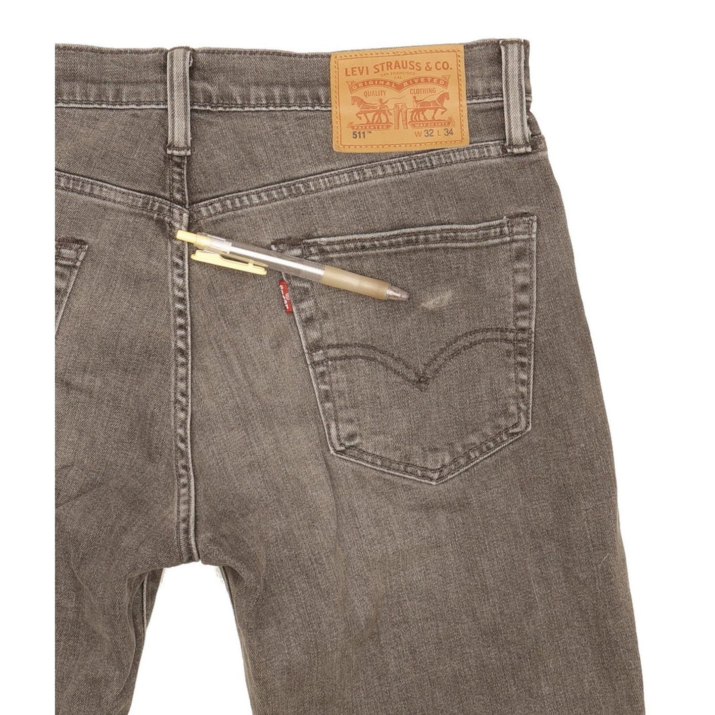 Levi's 511 Men Grey Straight Slim Stretch Jeans W32 L34