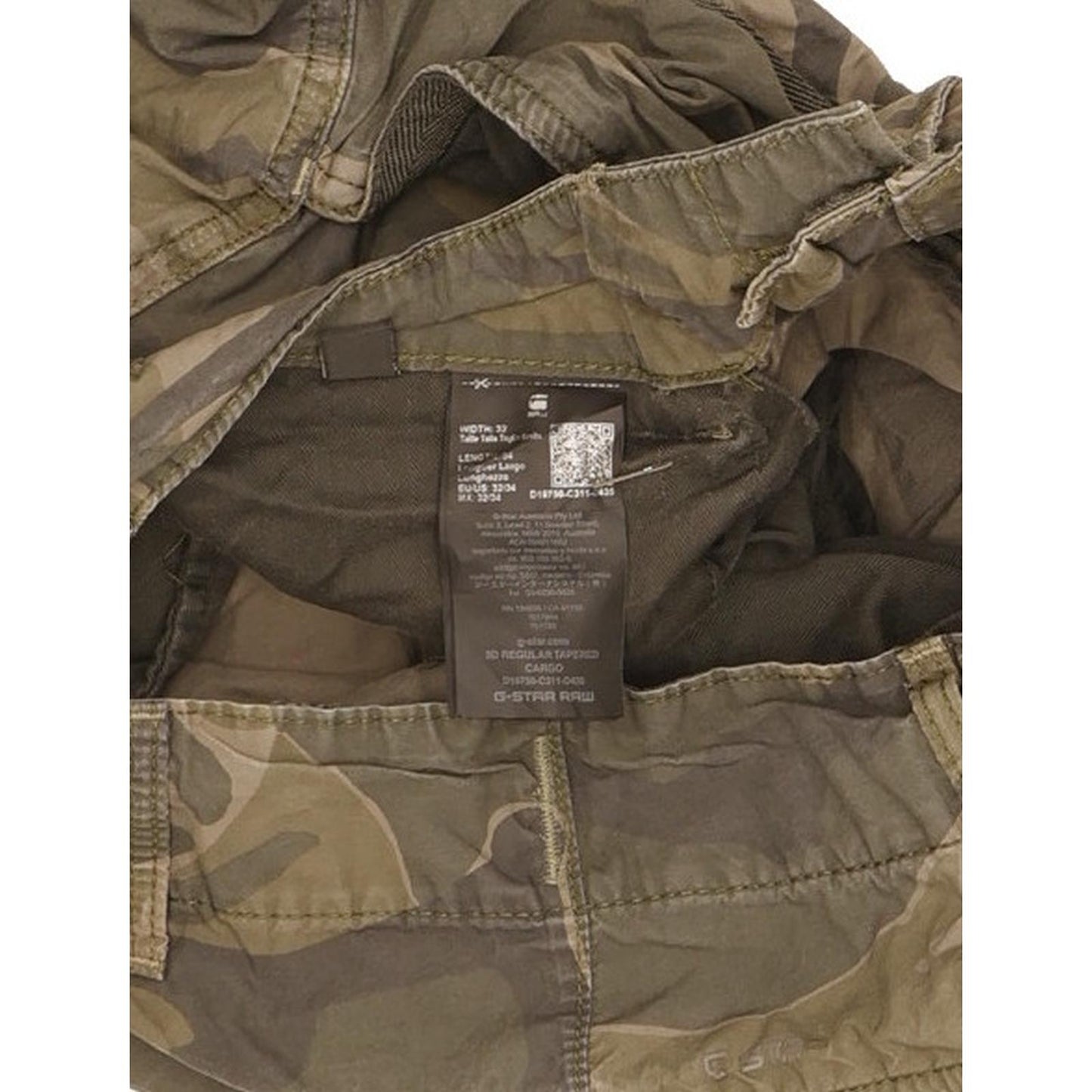 G-Star 3D Cargo Men Green Tapered Loose Jeans W32 L34