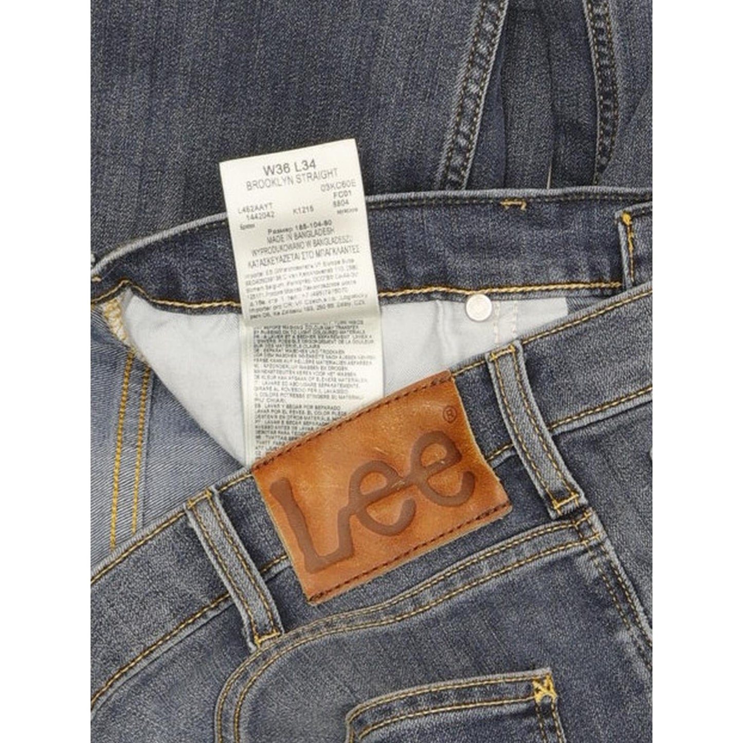 Lee Brooklyn Men Blue Straight Regular Stretch Jeans W36 L34