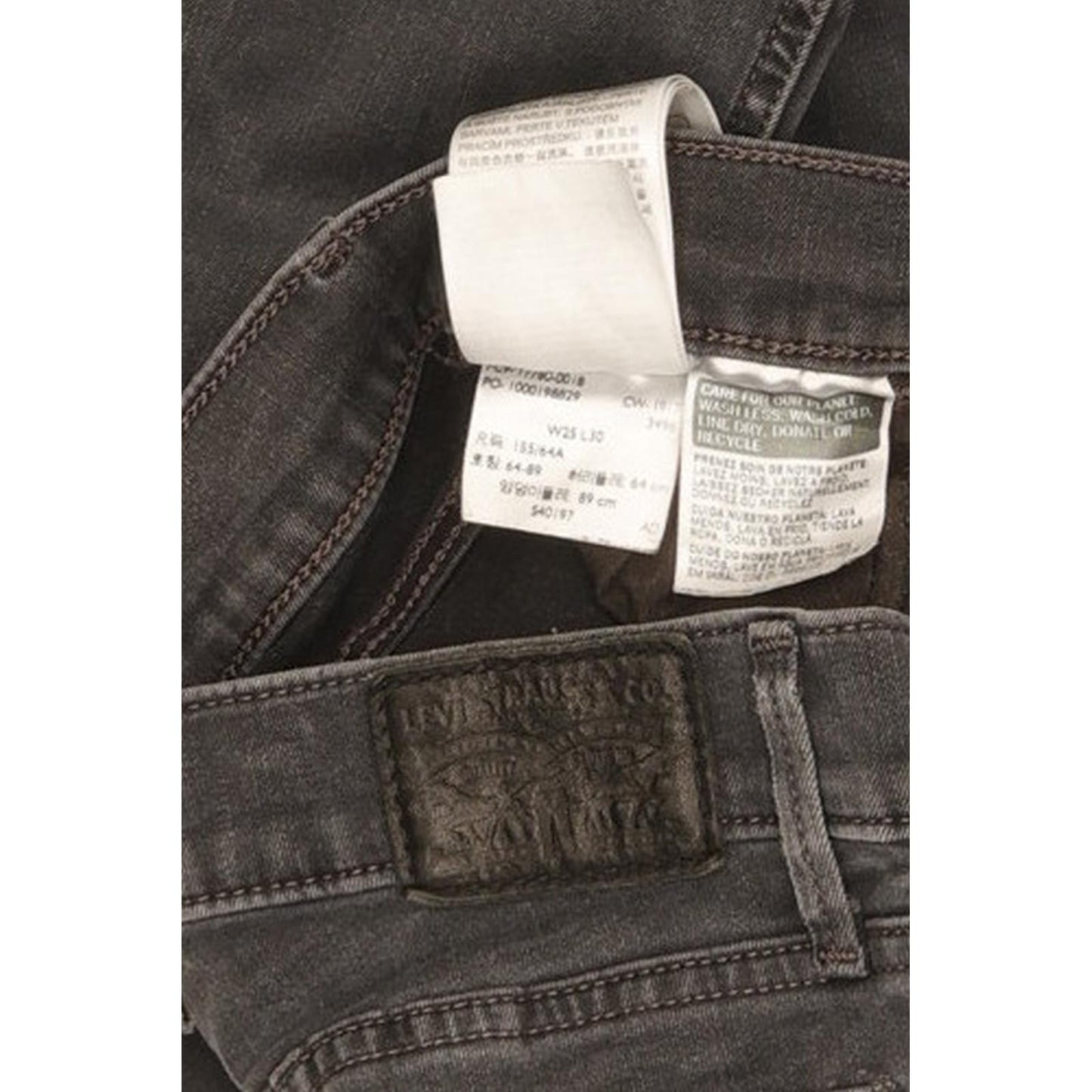 Levi's 710 Super Women Black Skinny Slim Stretch Jeans W25 L30