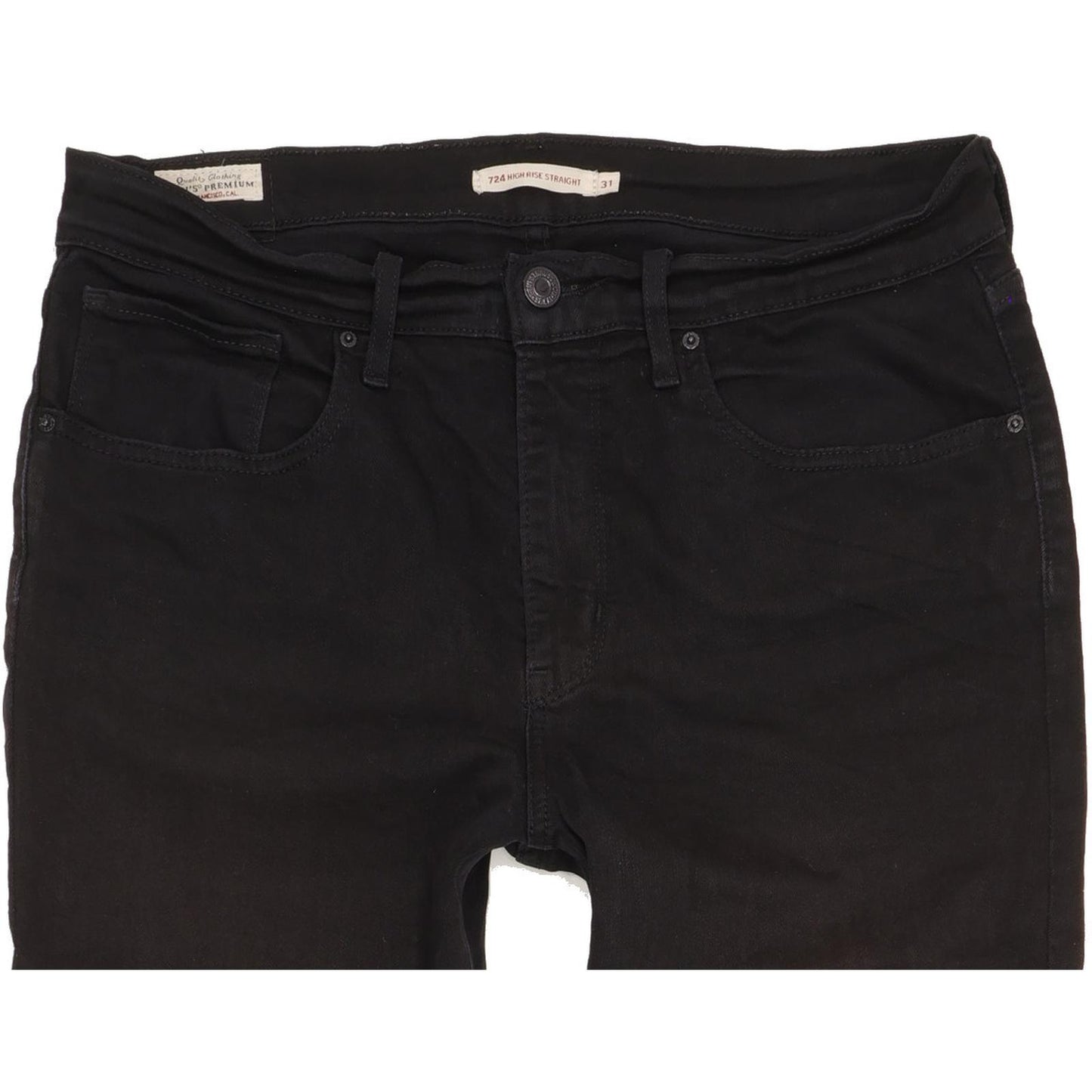 Levi's 724 Black Straight Slim Stretch Jeans High Waisted W31 L30