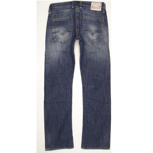 Replay Men Blue Straight Regular Jeans W33 L34