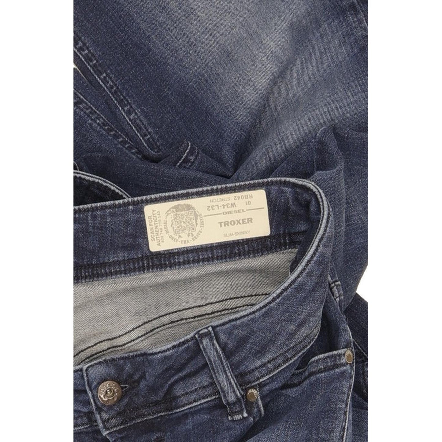 Diesel Troxer Men Blue Skinny Slim Stretch Jeans W34 L32