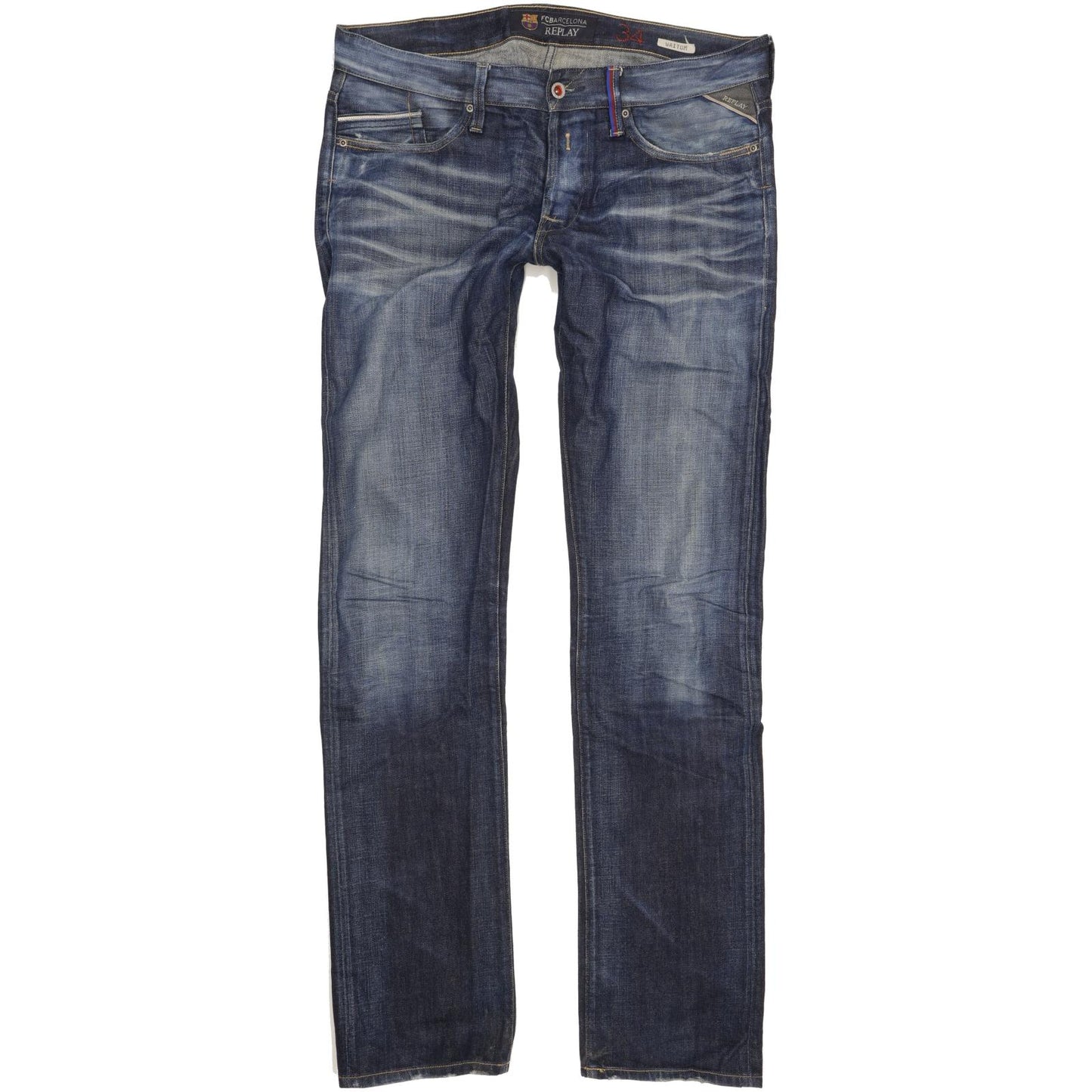 Replay Waitom Men Blue Straight Regular Jeans W34 L36
