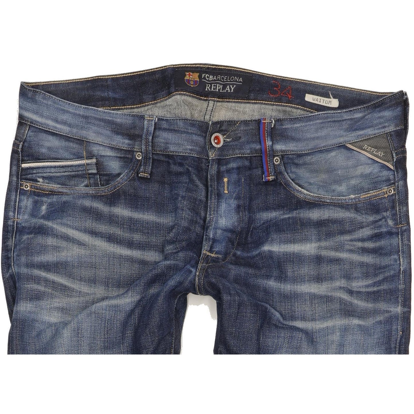 Replay Waitom Men Blue Straight Regular Jeans W34 L36
