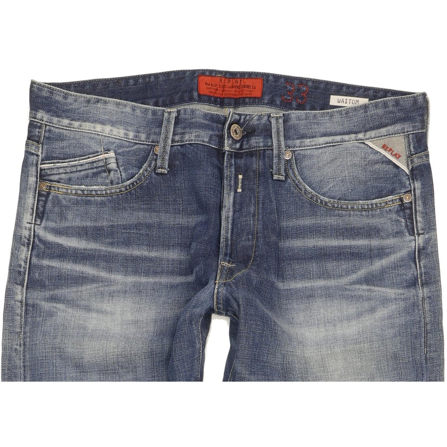 Replay Waitom Men Blue Straight Regular Jeans W33 L32