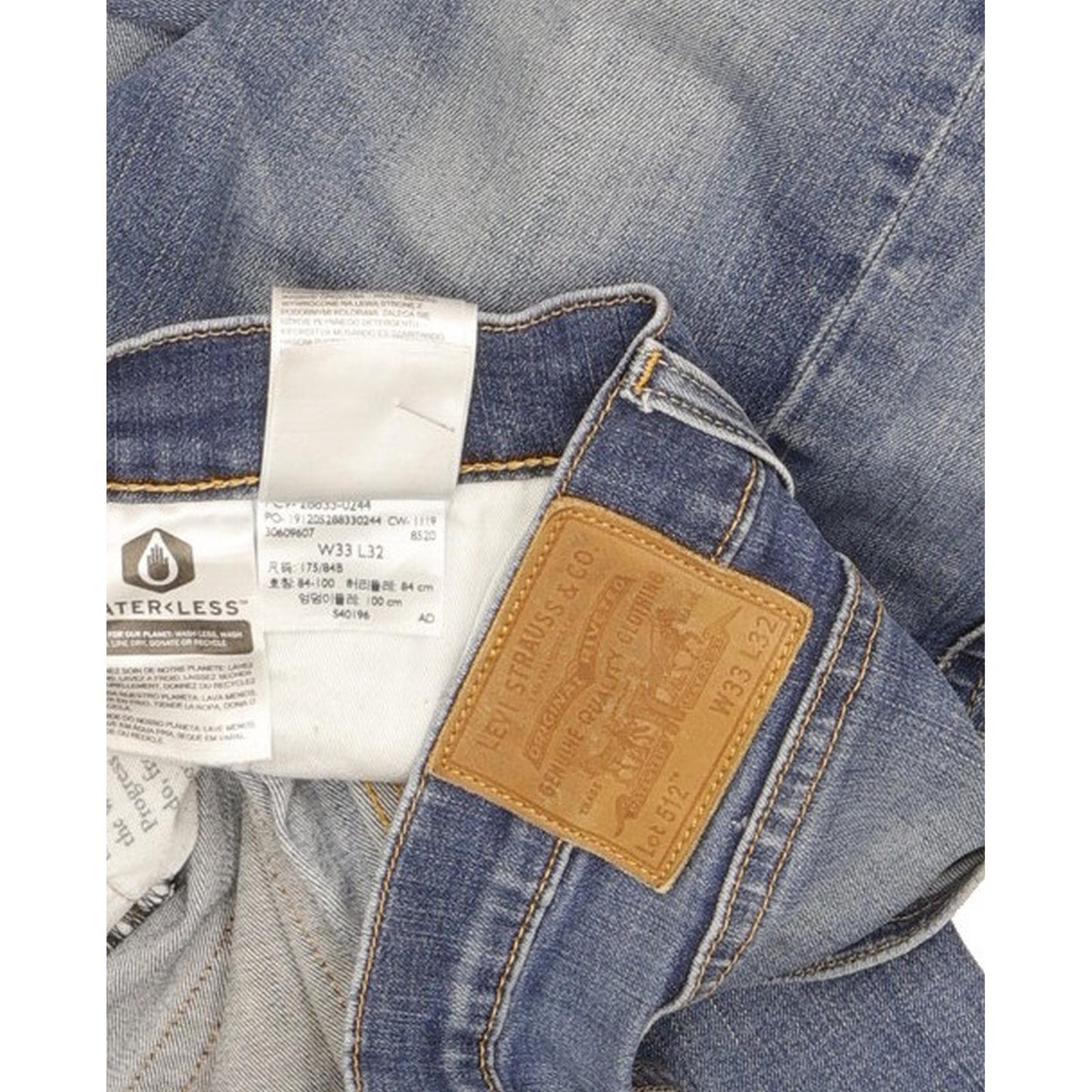 Levi's 512 Men Blue Tapered Slim Stretch Jeans W33 L32