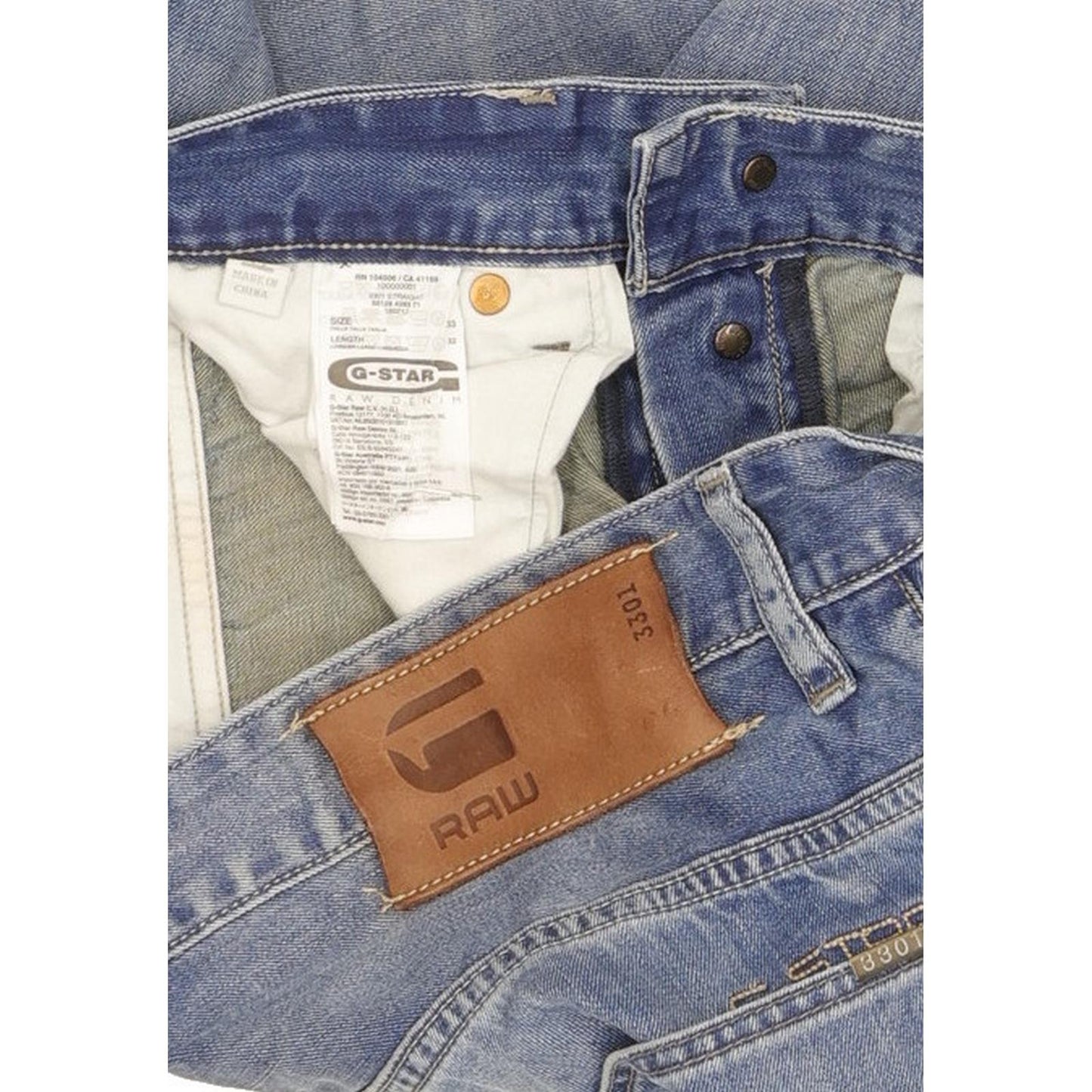 G-Star 3301 Men Blue Straight Regular Jeans W33 L31