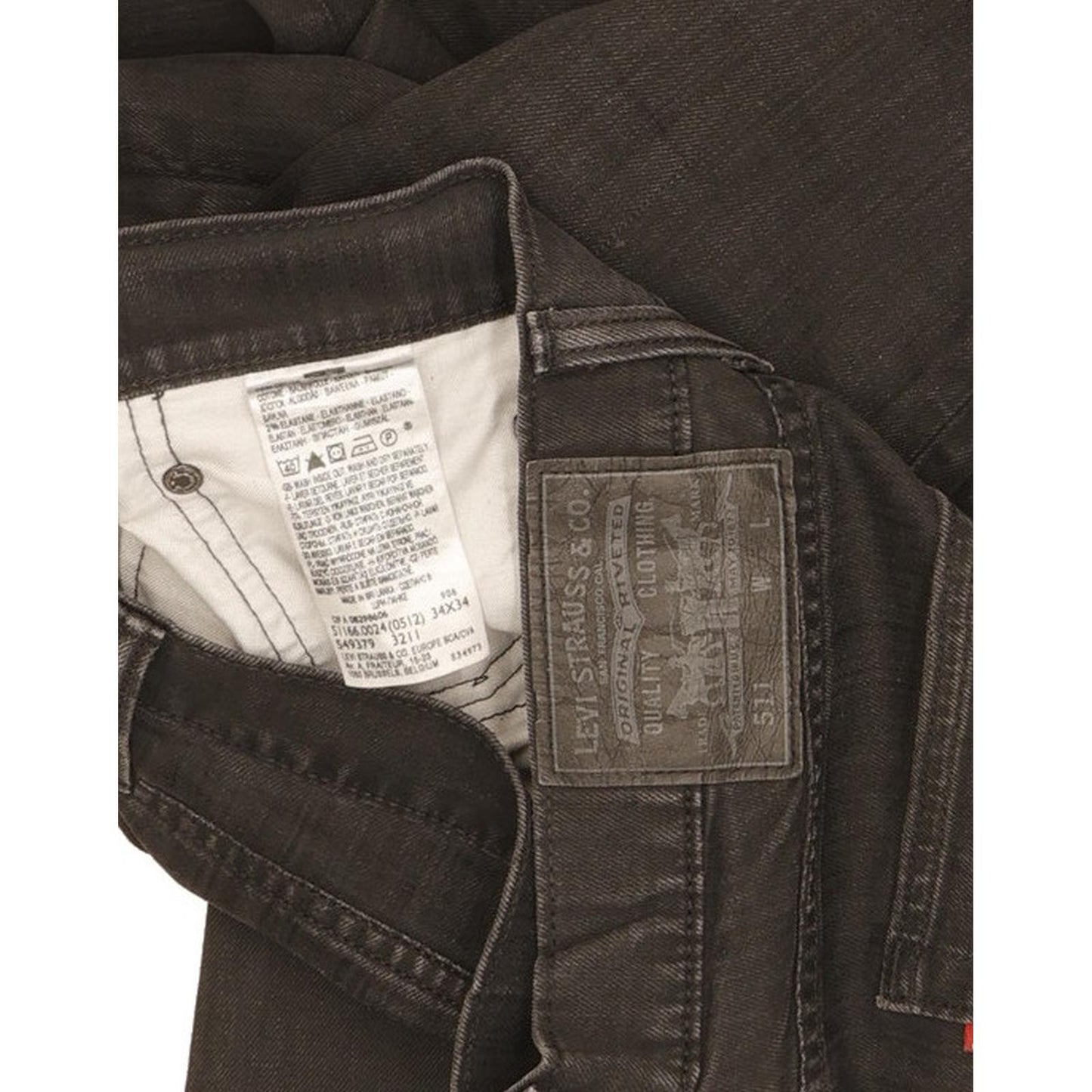 Levi's 511 Men Black Straight Slim Stretch Jeans W34 L32