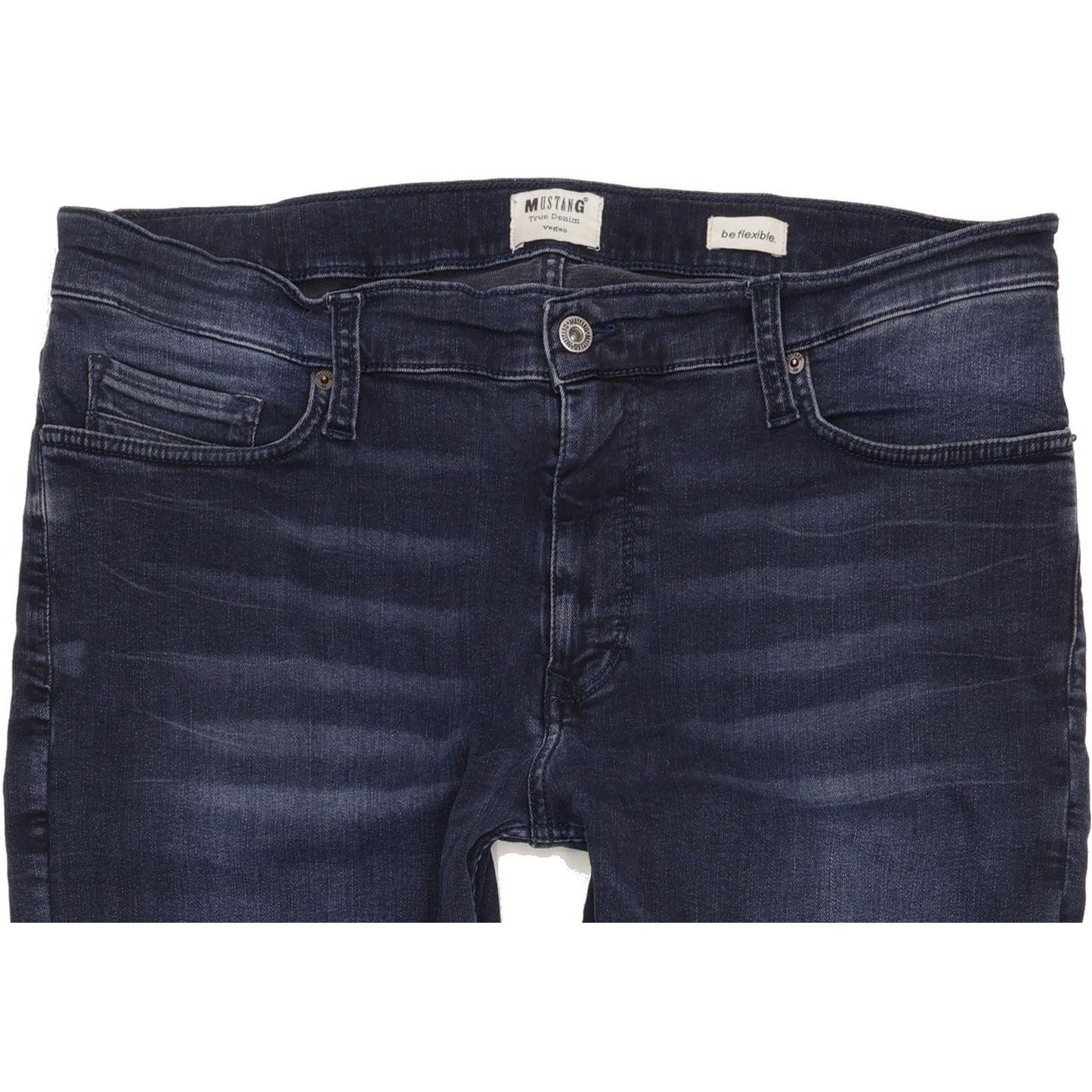 Mustang Vegas Men Blue Straight Regular Stretch Jeans W36 L34