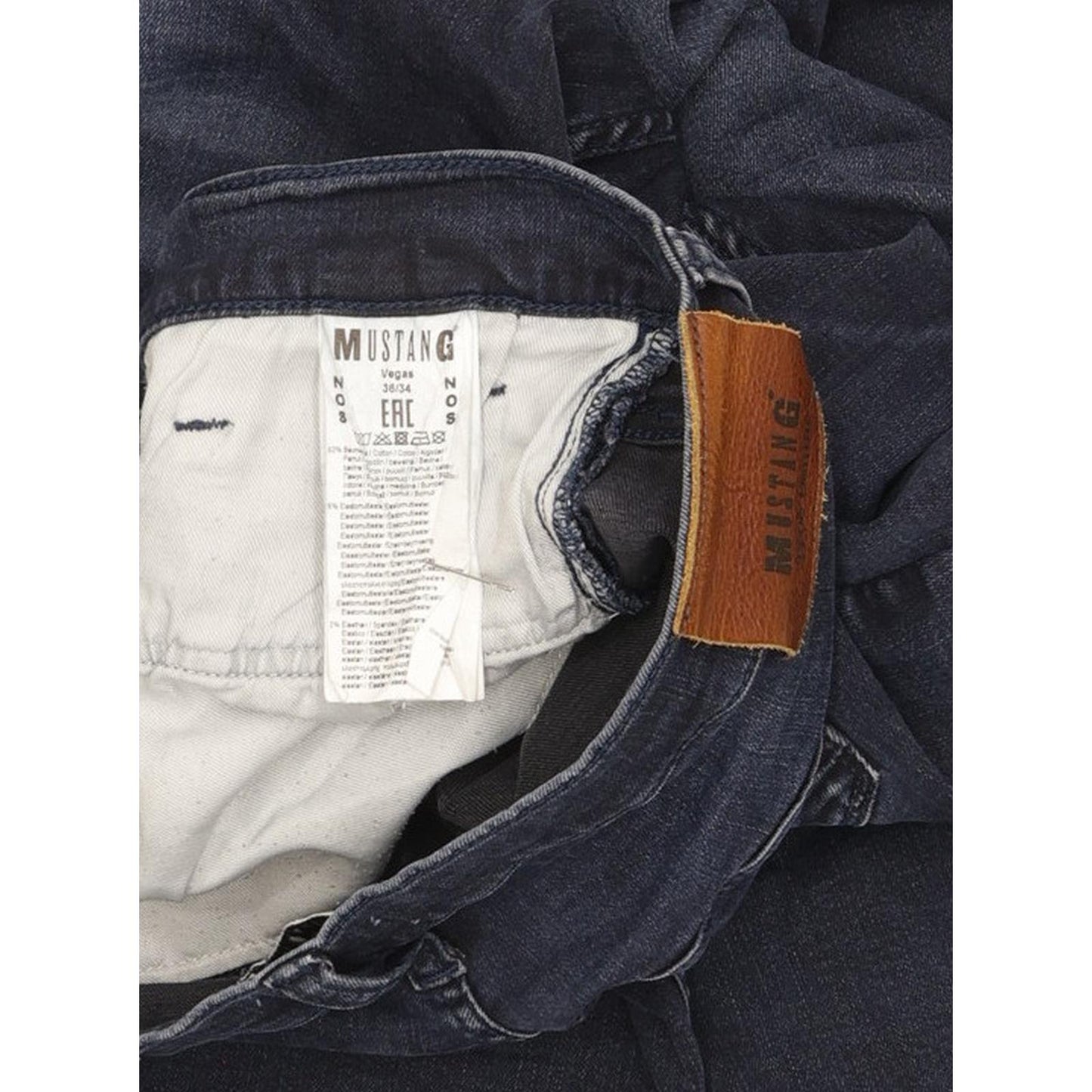 Mustang Vegas Men Blue Straight Regular Stretch Jeans W36 L34