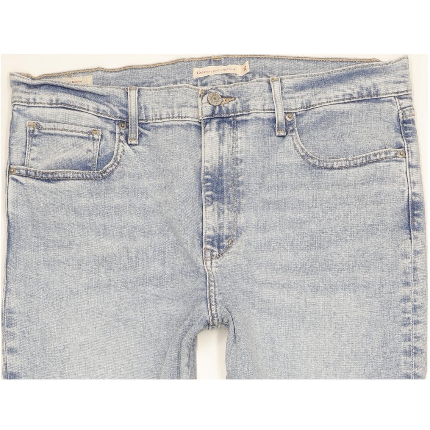 Levi's 724 Blue Straight Slim Stretch Jeans High Waisted W32 L32