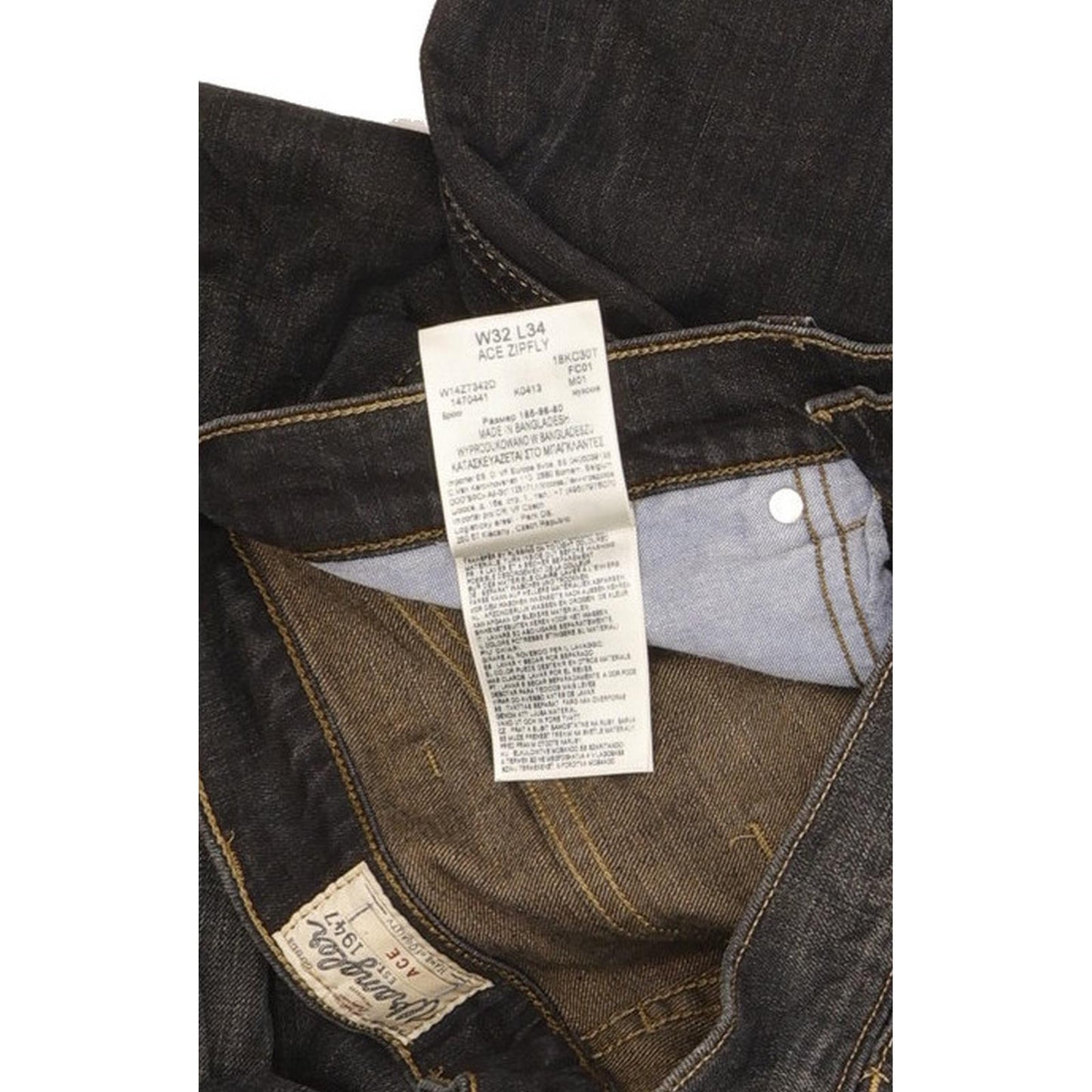 Wrangler Ace Men Navy Straight Regular Stretch Jeans W32 L33
