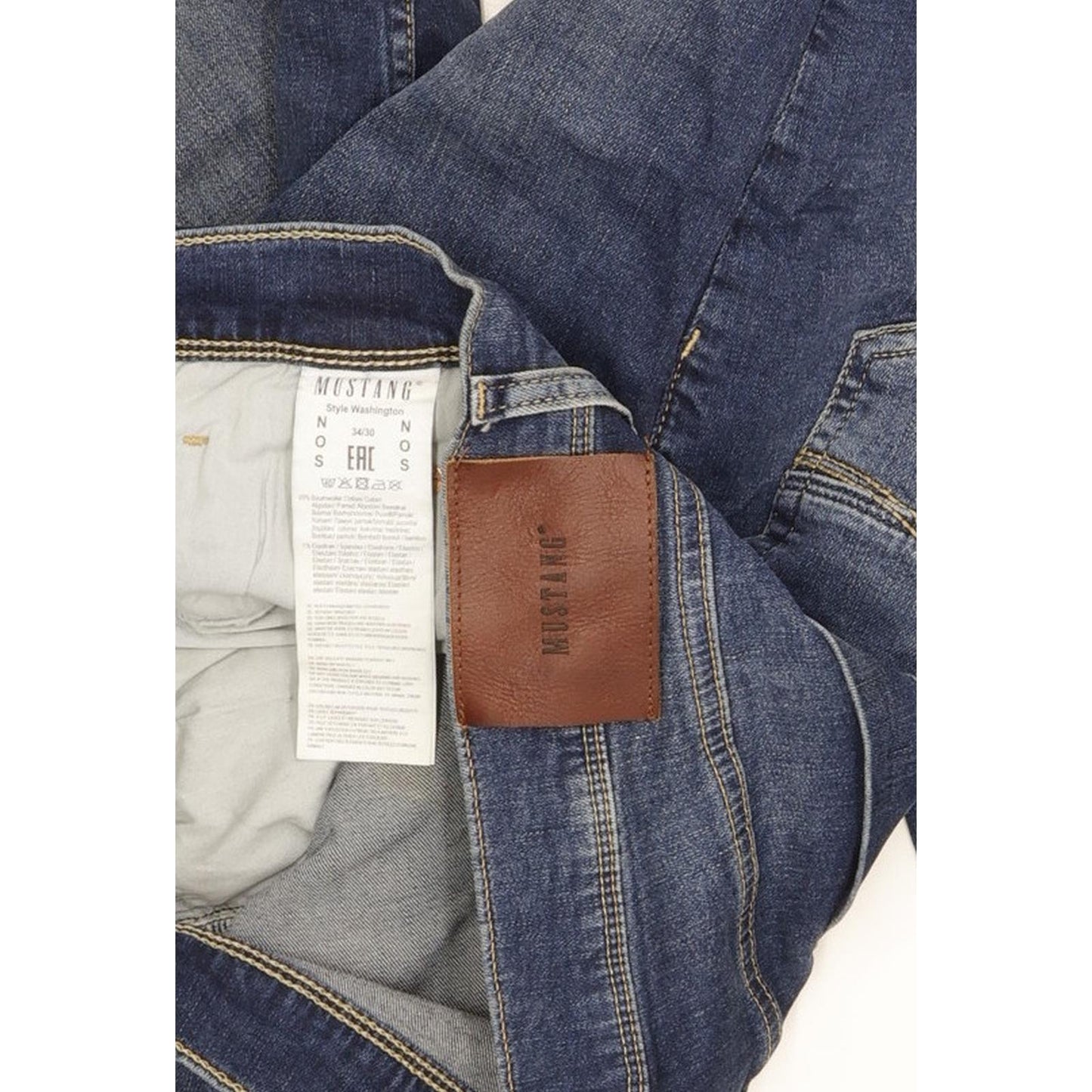 Mustang Washington Men Blue Straight Regular Stretch Jeans W34 L30