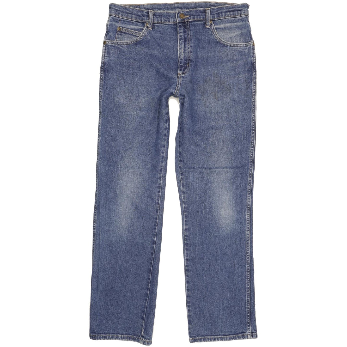 Wrangler Durable Quality Men Blue Straight Regular Stretch Jeans W34 L30
