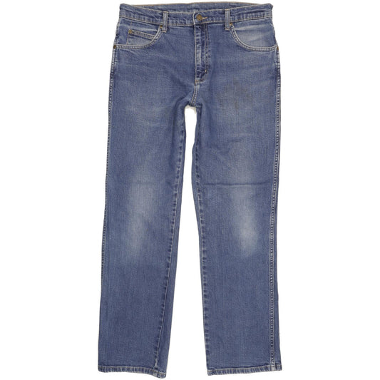 Wrangler Durable Quality Men Blue Straight Regular Stretch Jeans W34 L30