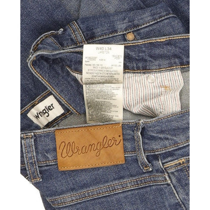 Wrangler Larston Men Blue Straight Slim Stretch Jeans W40 L32