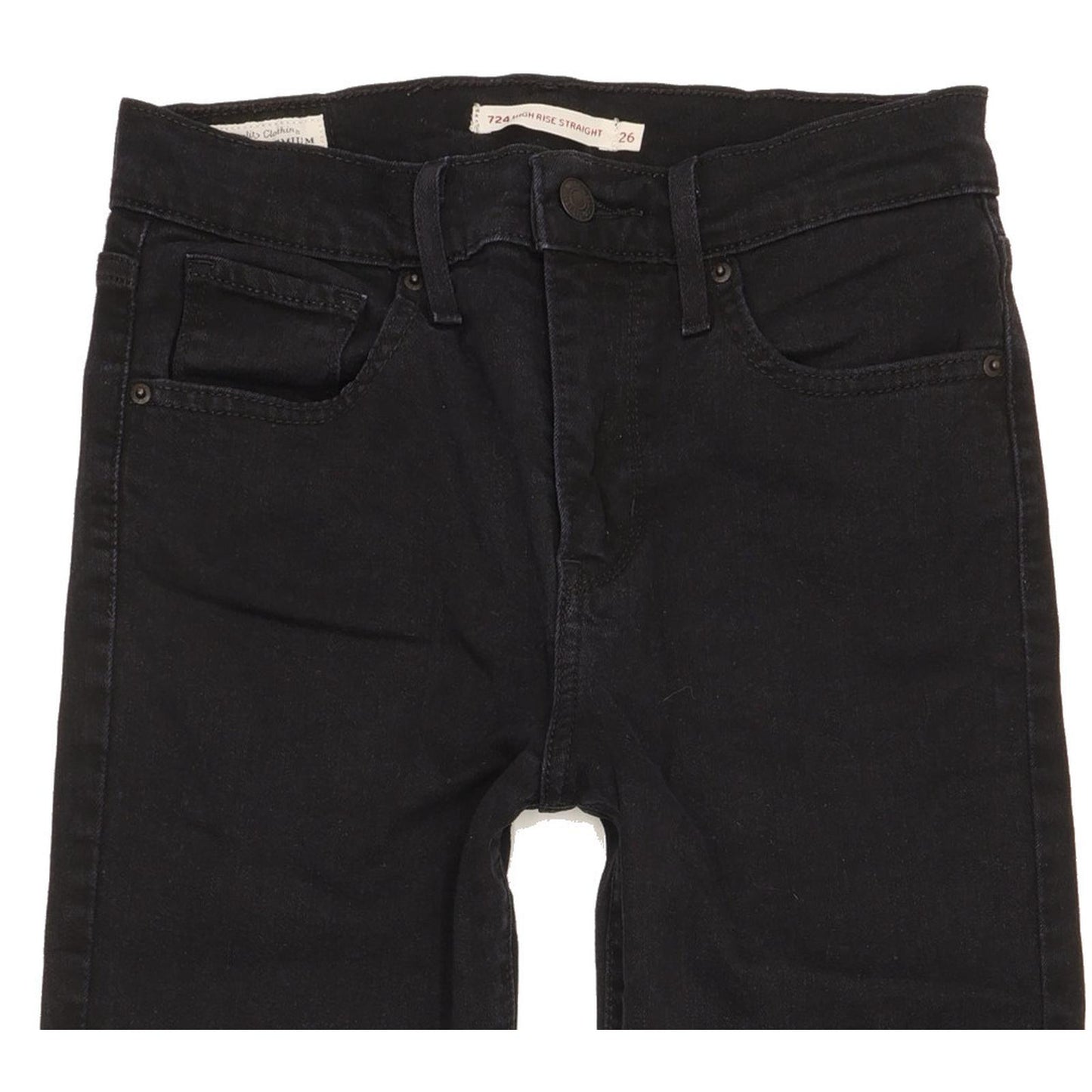 Levi's 724 Women Black Straight Slim Stretch Jeans W26 L29