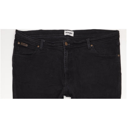Wrangler Texas Men Black Straight Regular Stretch Jeans W42 L31