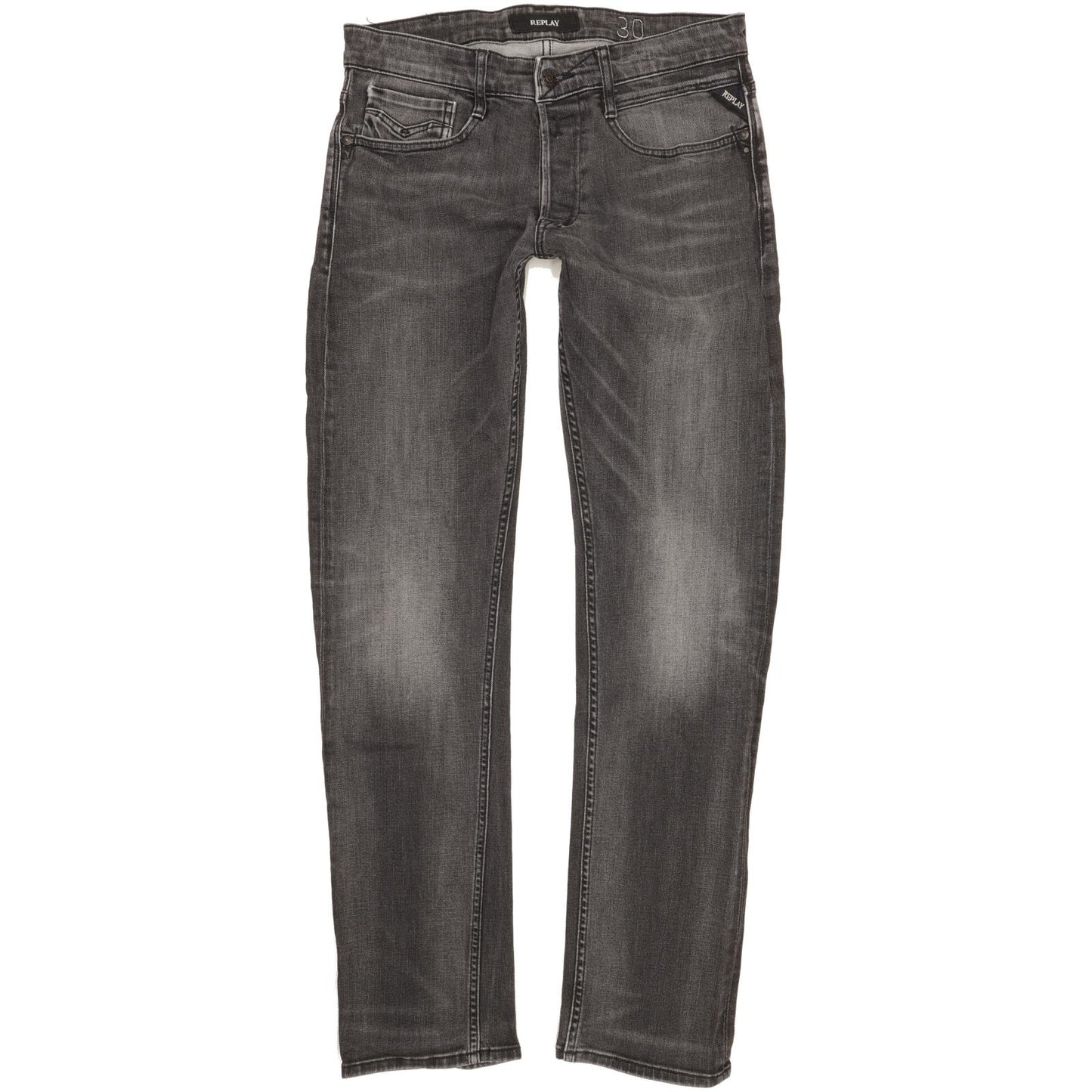 Replay Men Grey Straight Regular Stretch Jeans W30 L33