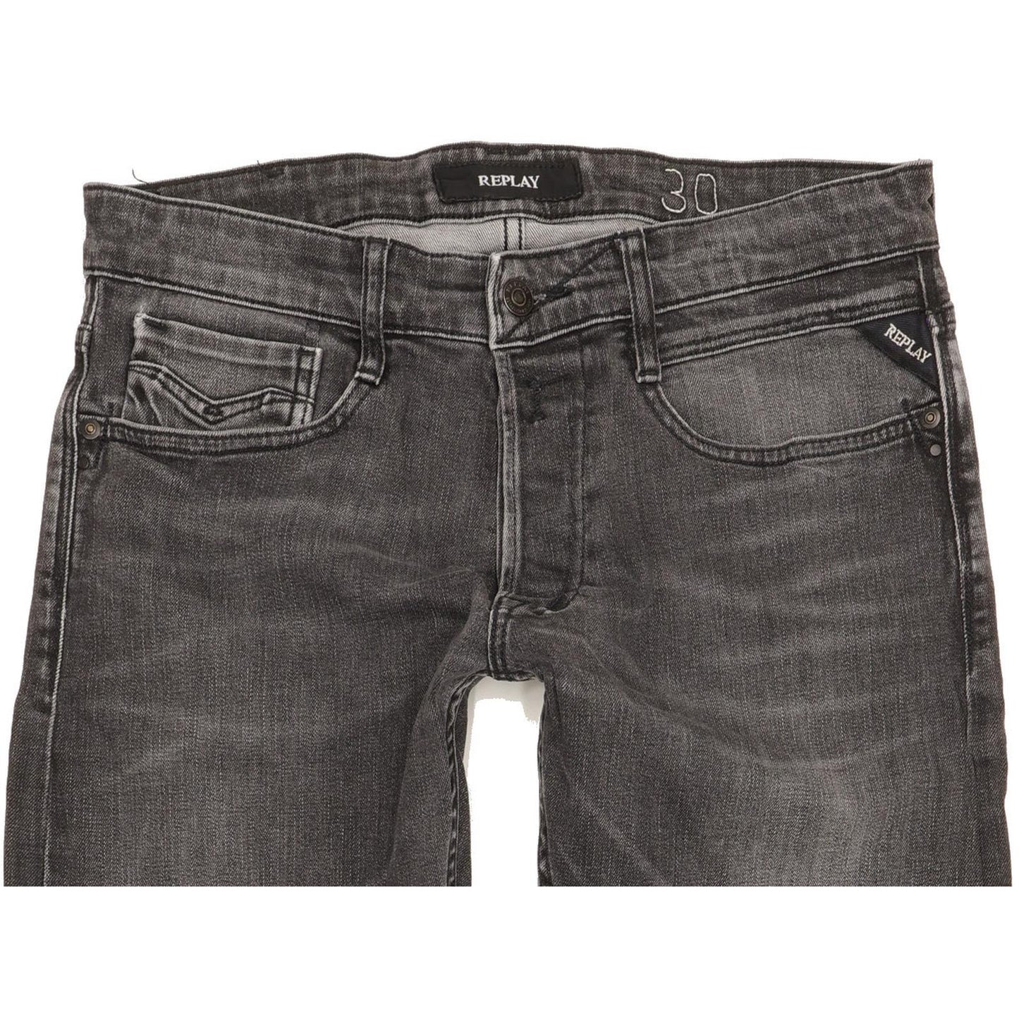 Replay Men Grey Straight Regular Stretch Jeans W30 L33