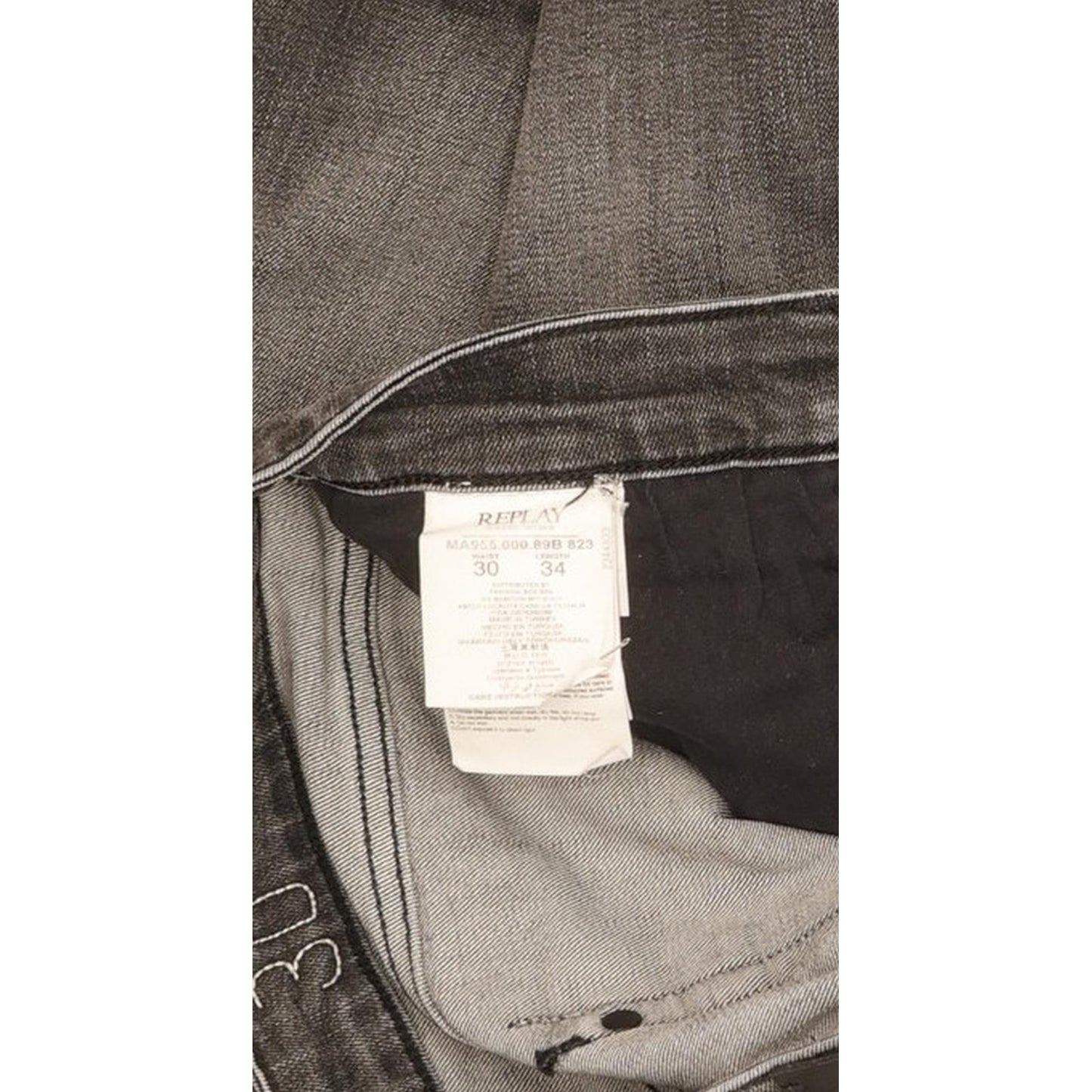 Replay Men Grey Straight Regular Stretch Jeans W30 L33