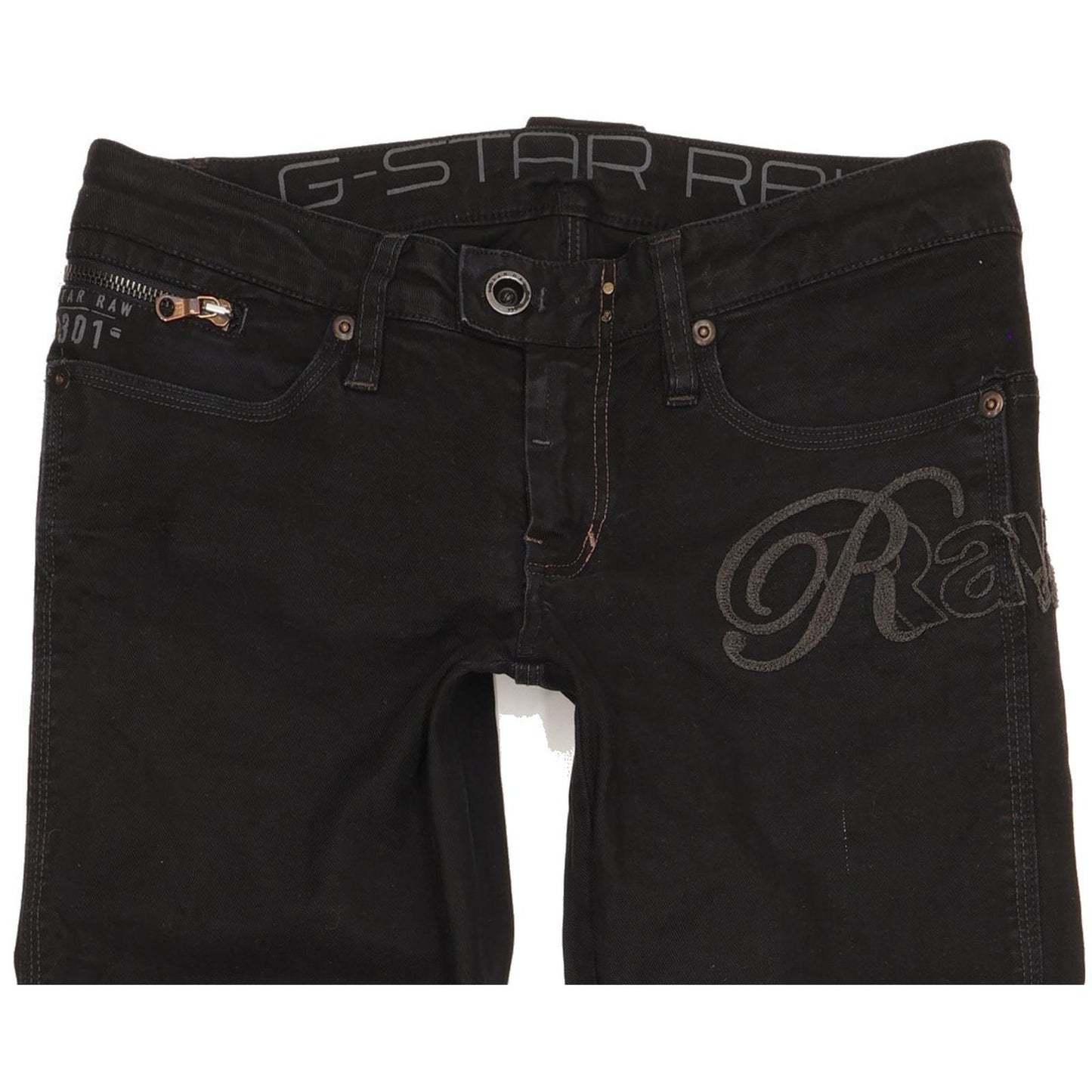 G-Star Women Black Straight Slim Stretch Jeans W28 L32