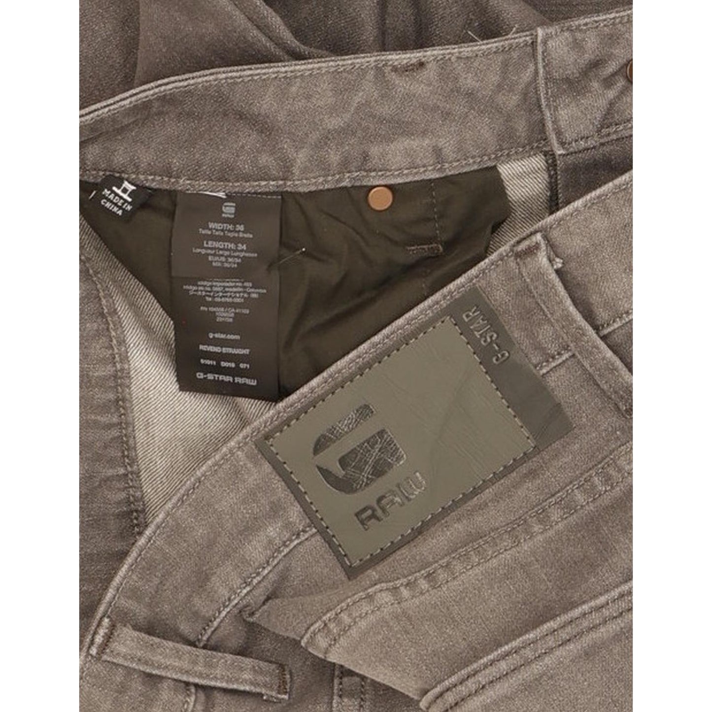 G-Star Revend Men Grey Straight Regular Stretch Jeans W36 L33