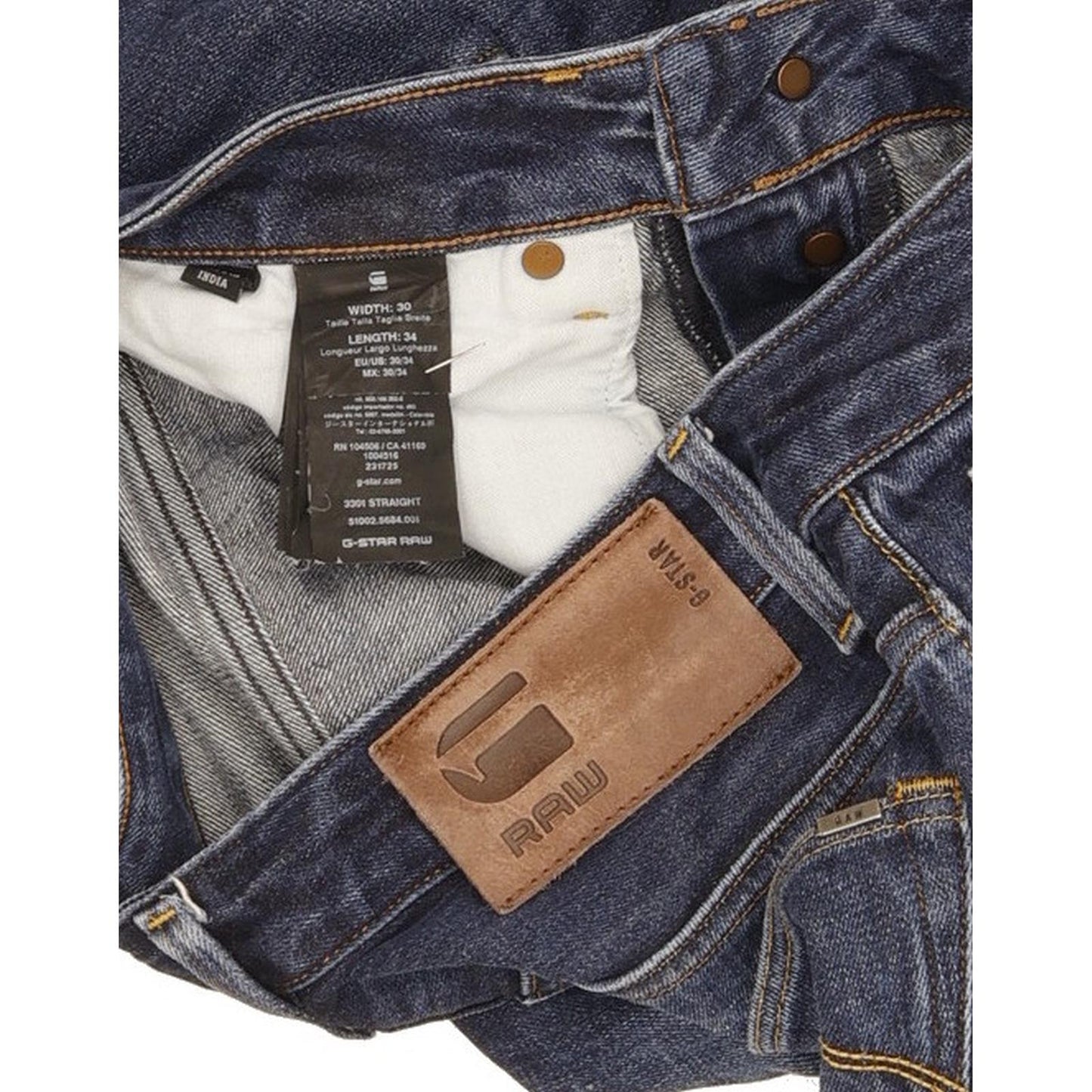 G-Star 3301 Men Blue Straight Slim Jeans W30 L32