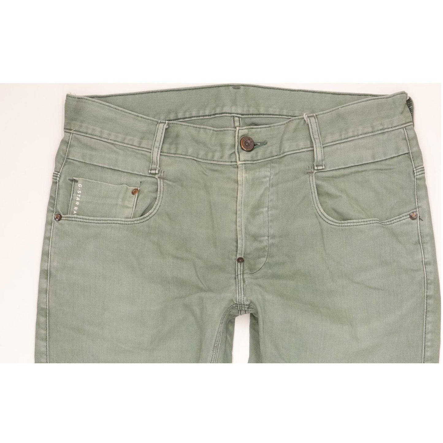 G-Star New Radar Men Green Straight Slim Stretch Jeans W34 L32