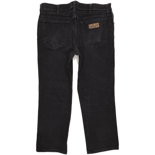 Wrangler Texas Men Black Straight Regular Stretch Jeans W38 L27