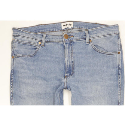 Wrangler Greensboro Men Blue Straight Regular Stretch Jeans W34 L27