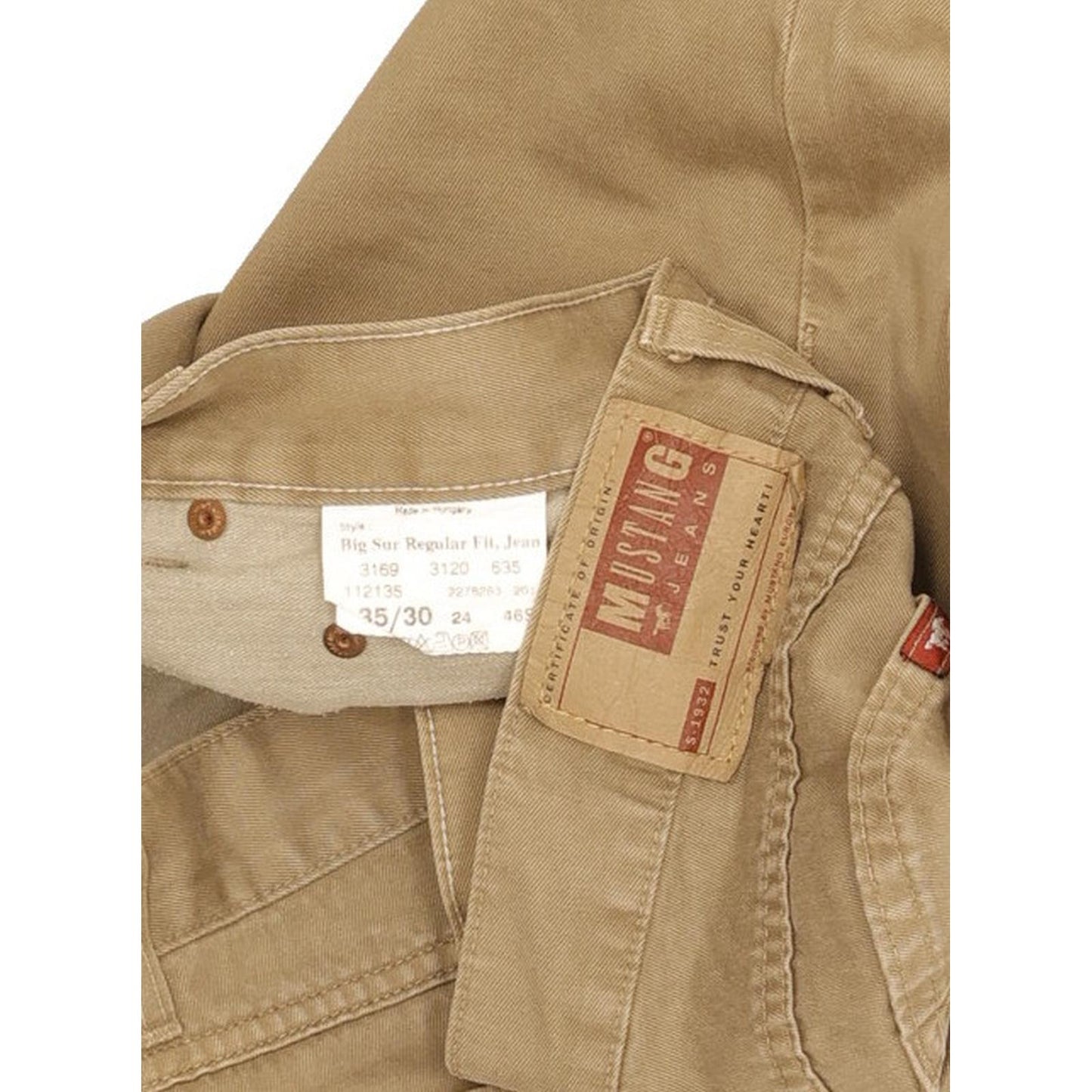 Mustang Men Beige Straight Regular Jeans W35 L30