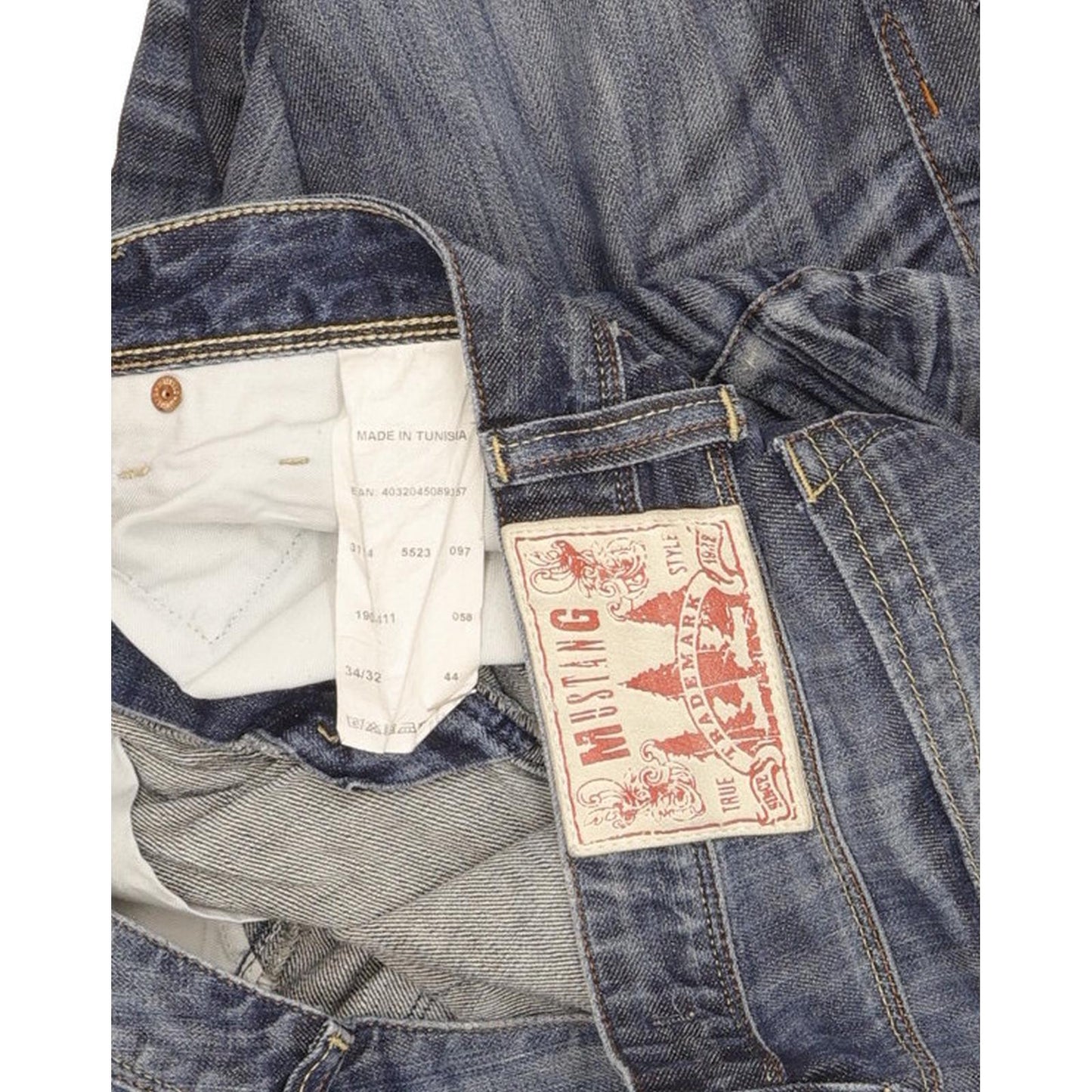 Mustang Michigan Men Blue Straight Slim Jeans W34 L31