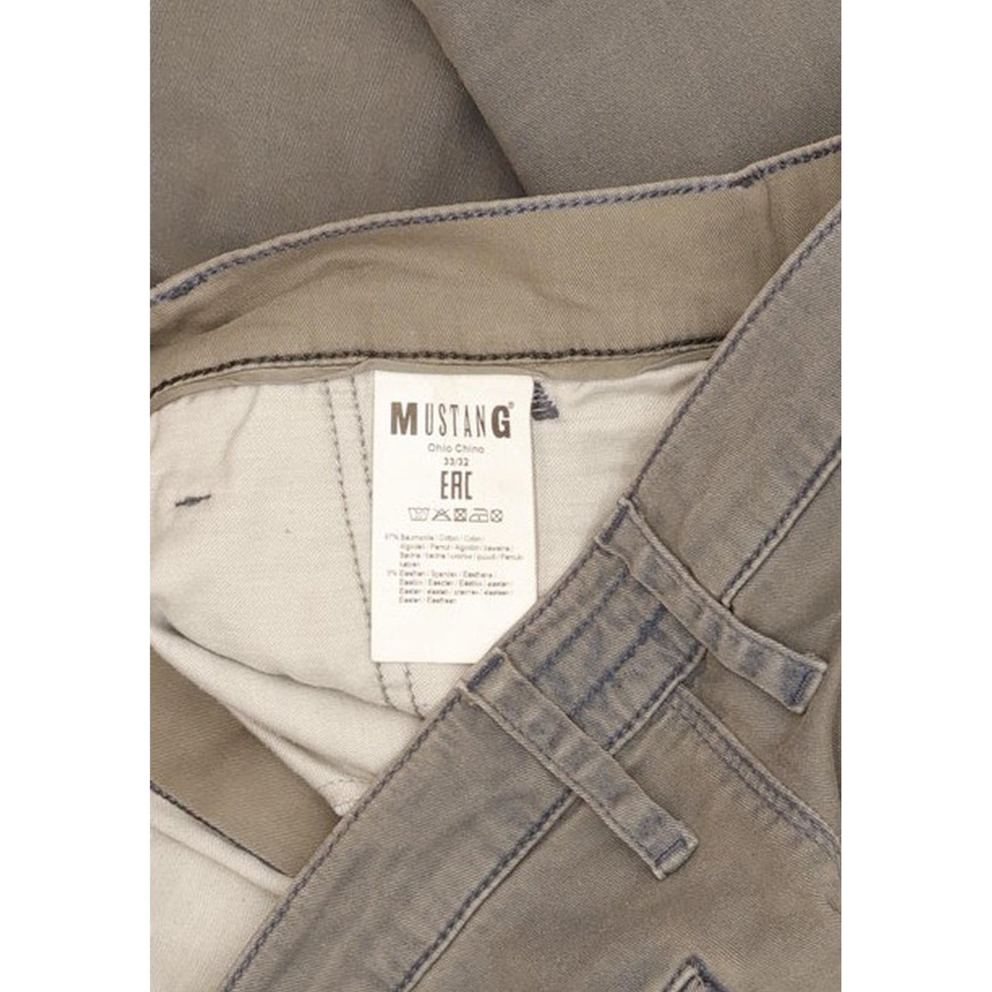 Mustang Ohio Men Blue Straight Slim Chino Stretch Jeans W33 L32