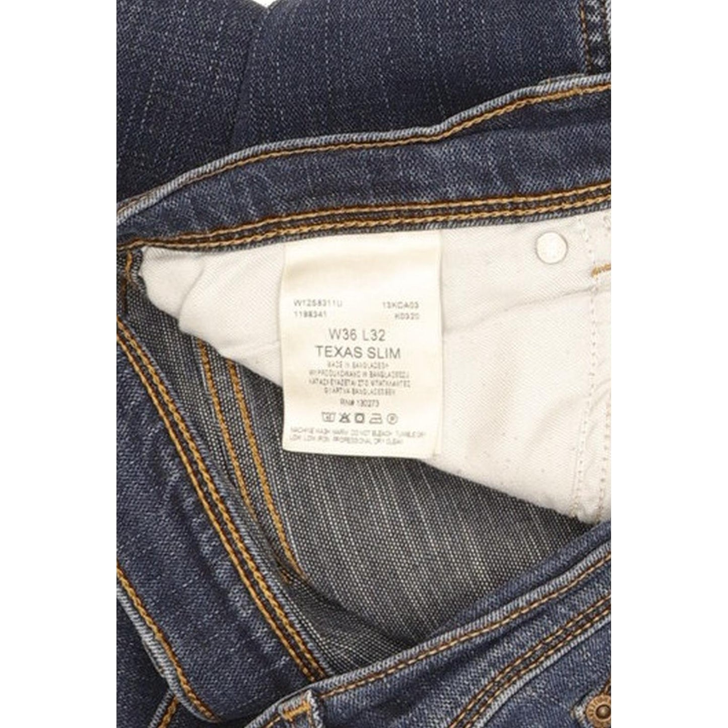 Wrangler Texas Men Blue Straight Slim Stretch Jeans W36 L28