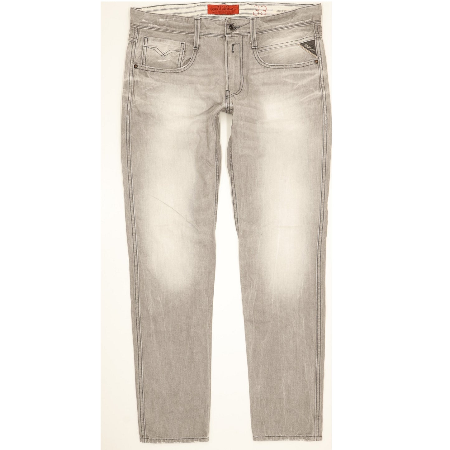 Replay Anbass Men Grey Skinny Slim Jeans W33 L31
