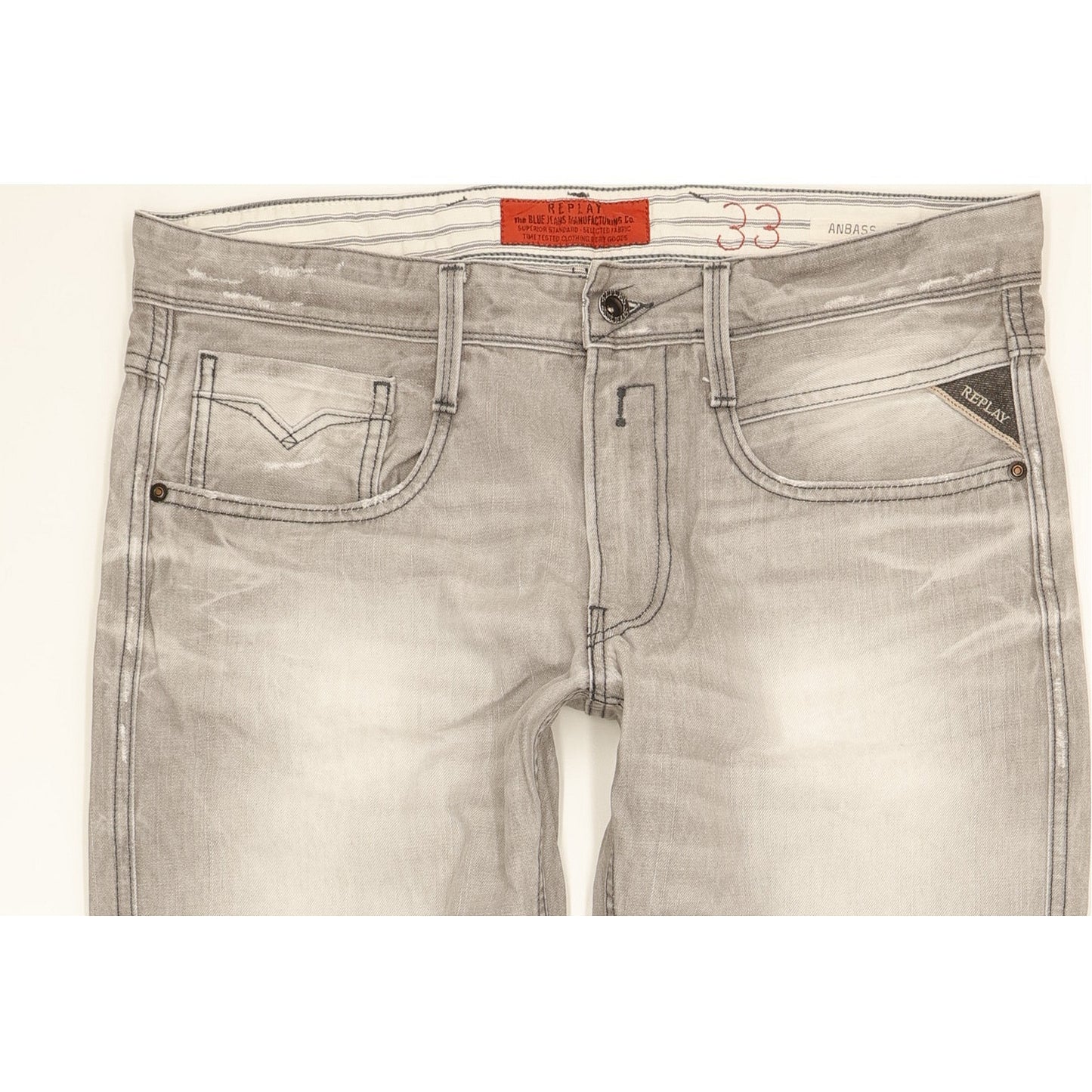 Replay Anbass Men Grey Skinny Slim Jeans W33 L31