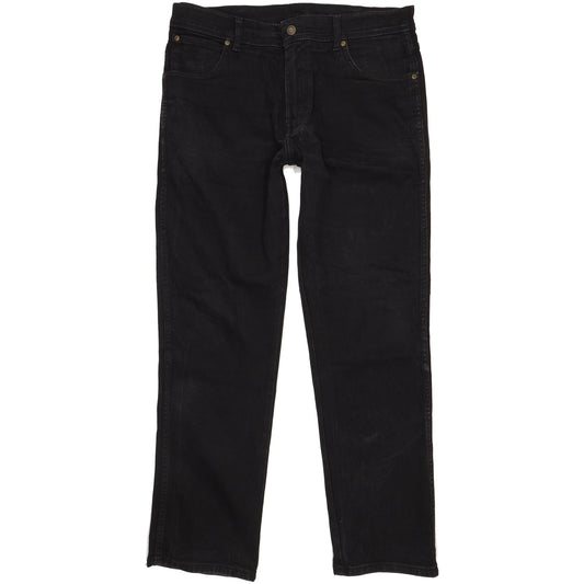 Wrangler Durable Quality Men Black Straight Regular Stretch Jeans W36 L31