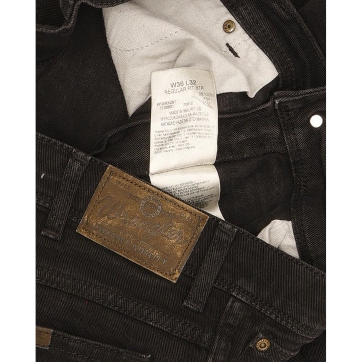 Wrangler Durable Quality Men Black Straight Regular Stretch Jeans W36 L31