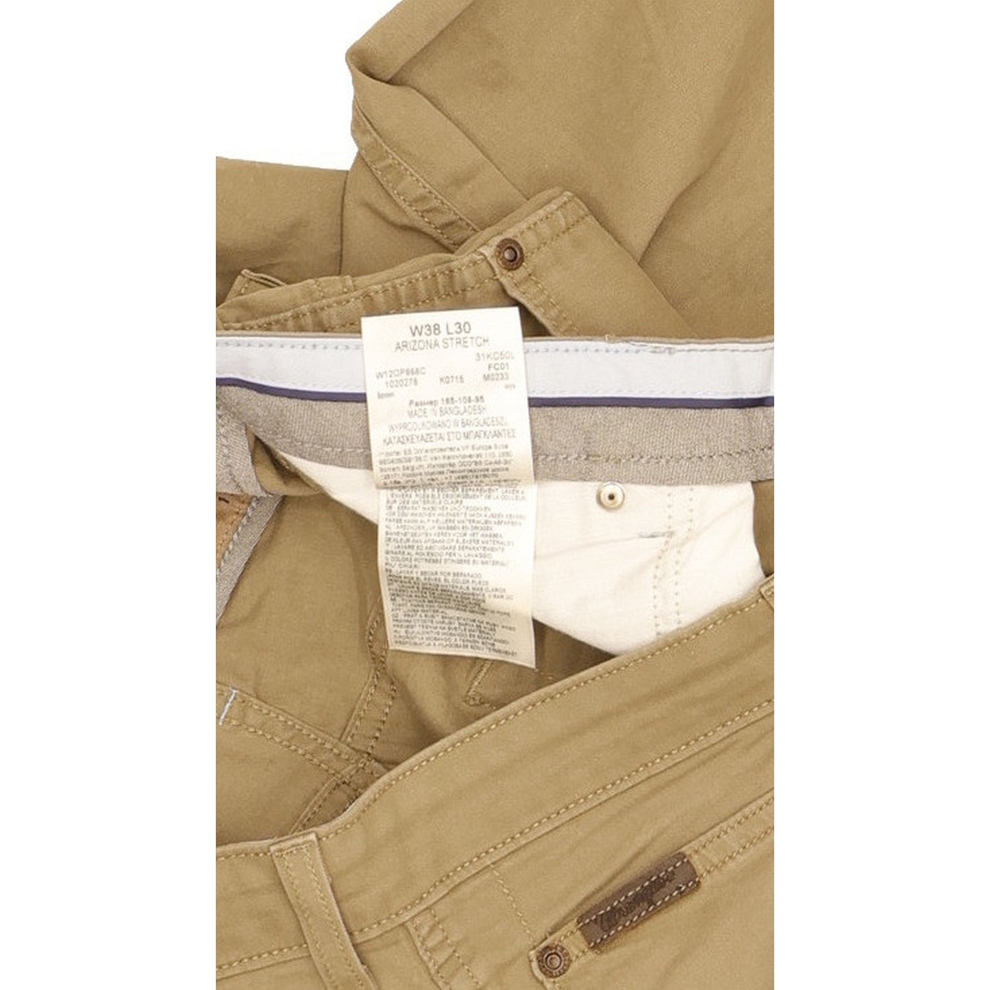 Wrangler Arizona Men Beige Straight Regular Stretch Jeans W38 L30