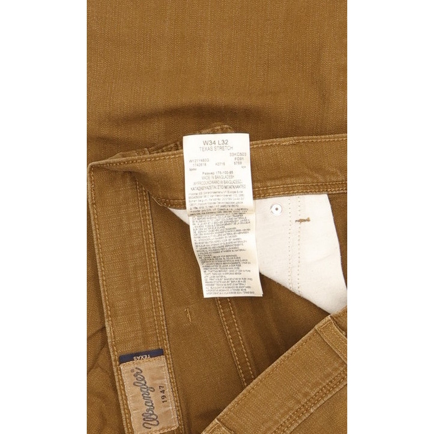 Wrangler Texas Men Brown Straight Regular Stretch Jeans W34 L31