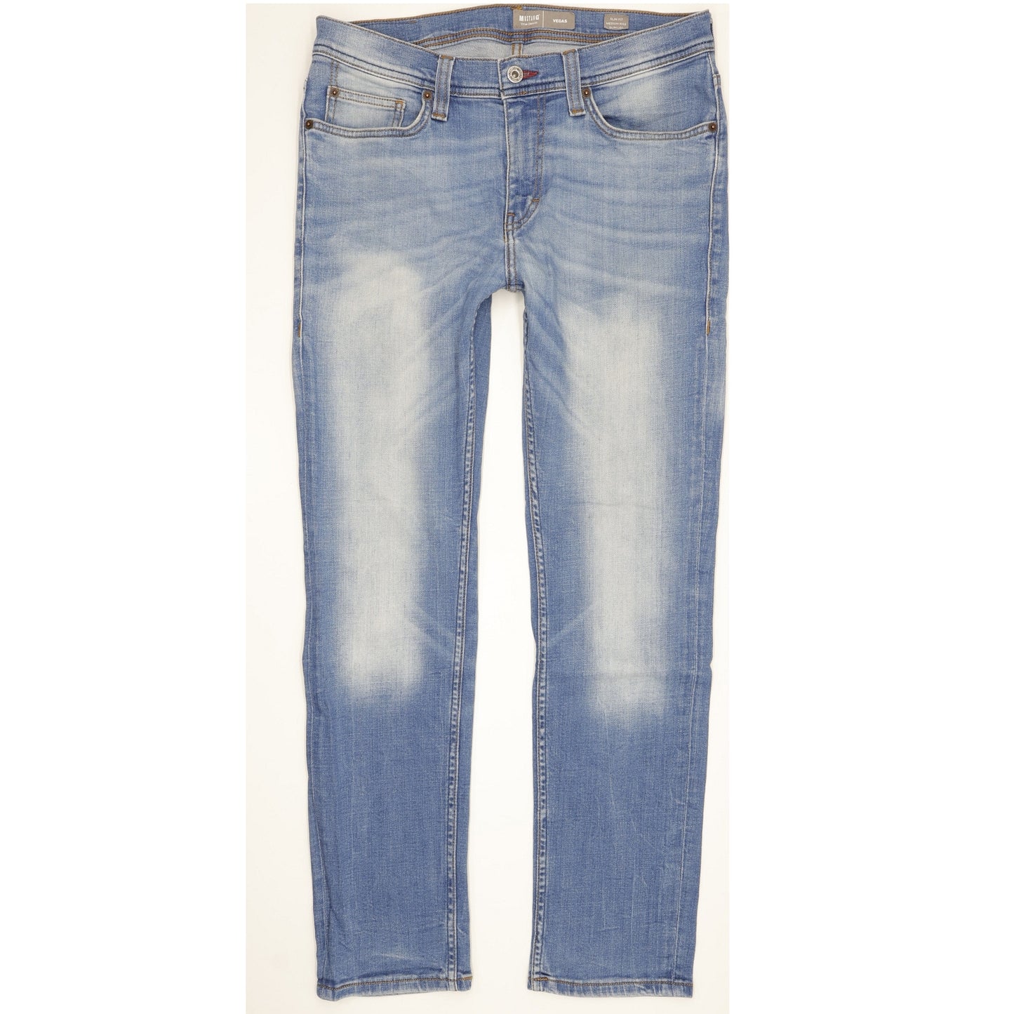 Mustang Vegas Men Blue Straight Slim Stretch Jeans W32 L30