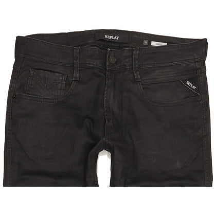 Replay Anbass Men Black Tapered Slim Stretch Jeans W34 L30