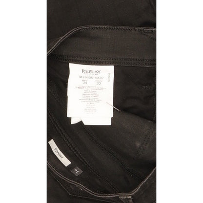 Replay Anbass Men Black Tapered Slim Stretch Jeans W34 L30
